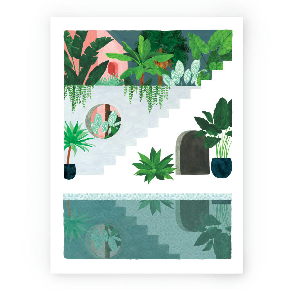 - Affiche illustrée motif Escaliers vers le paradis 30x40 cm