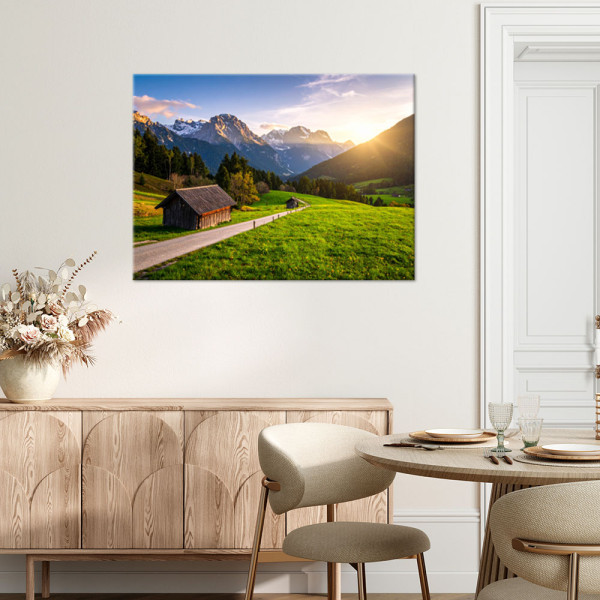 Obraz do salonu sypialni biura, Domek w górach krajobraz 30x20