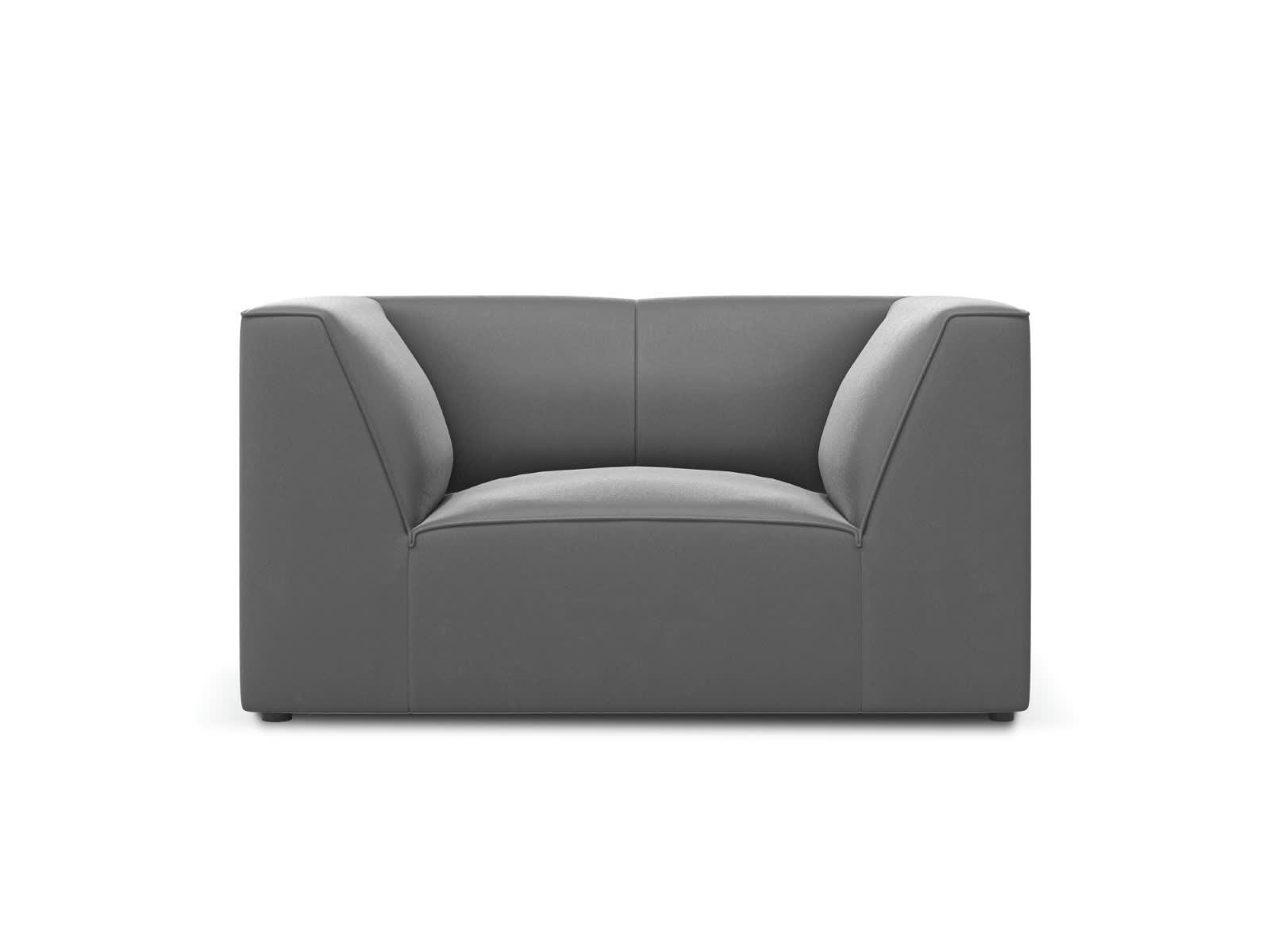 RUBY - Fauteuil en tissu velours gris