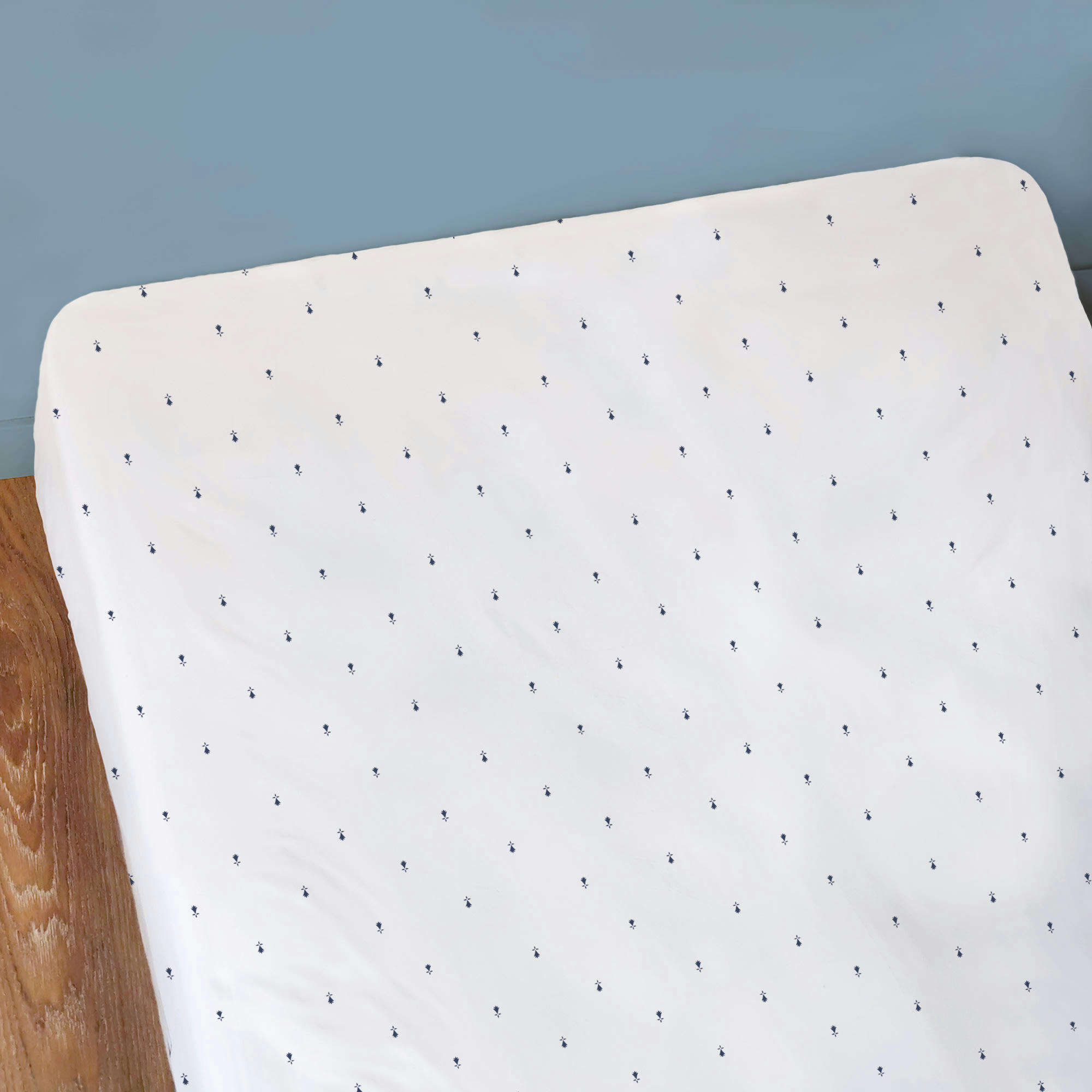 GWENN HA DU - Drap-housse imprimé en coton Blanc 90x190/200cm - Bonnet 30cm