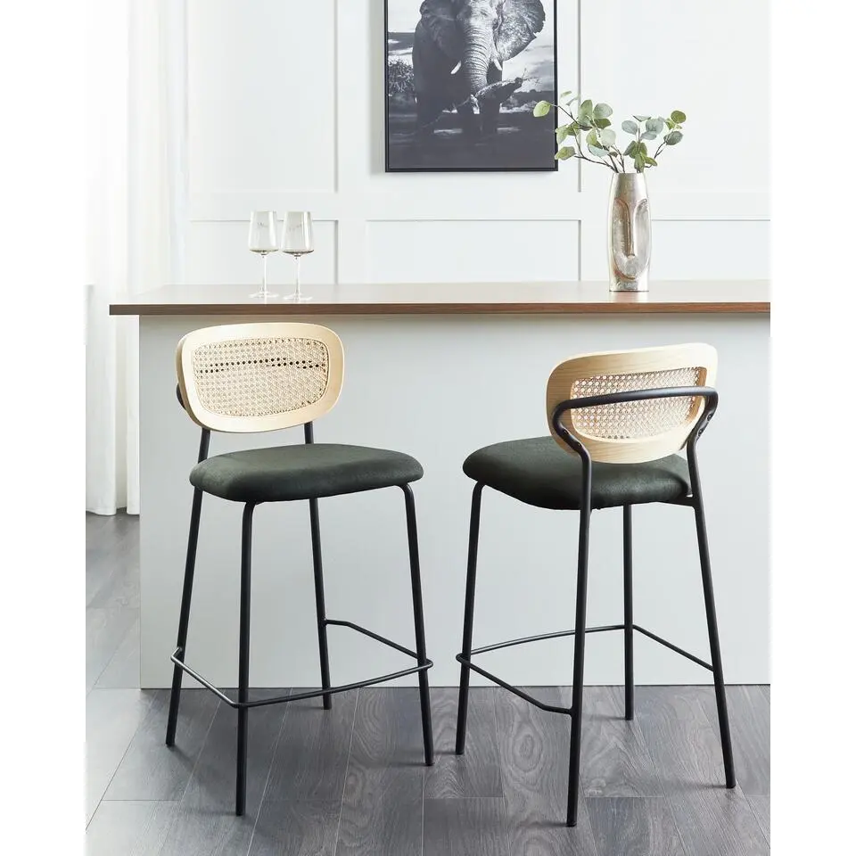 MAYETTA - Barkruk set van 2 - Donkergroen - Polyester