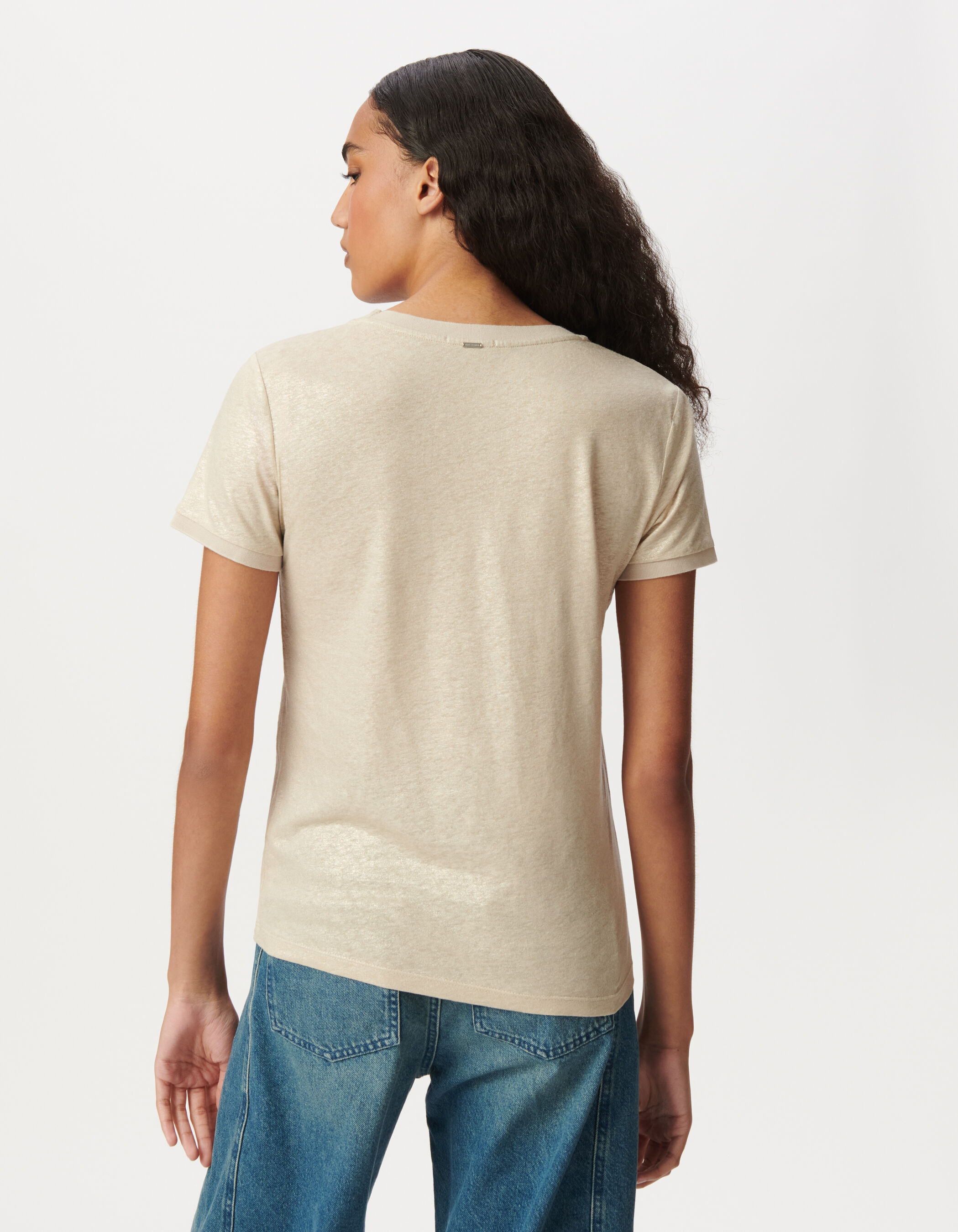 Tee-shirt manches courtes beige irisé