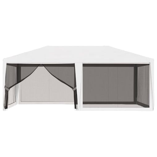 NNEVL Party Tent with 4 Mesh Sidewalls 4x6 m White