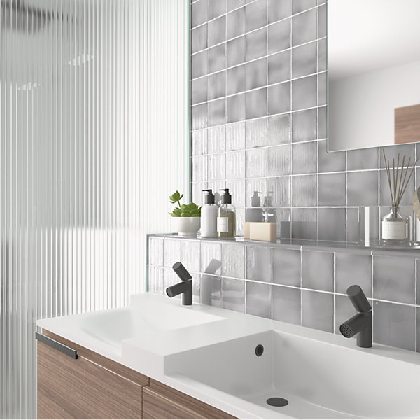 Carrelage mur effet zellige gris 10x10 cm MANACOR MERCURY GREY