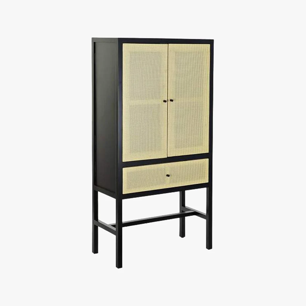 Armário de Duas Portas e Uma Gaveta Madeira de Abeto e Ratan VEREDA