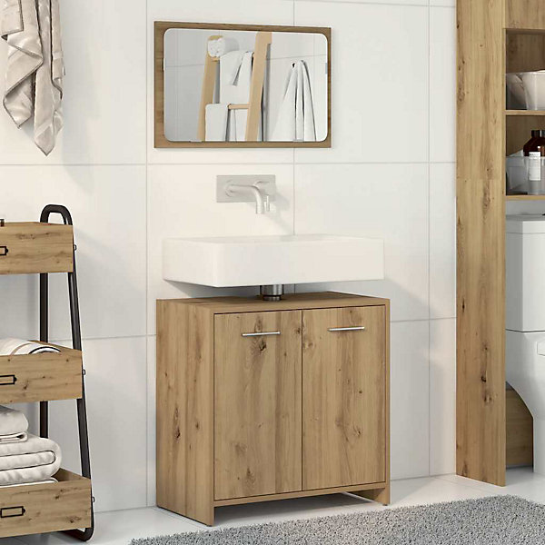 Armoire de salle de bain avec miroir chêne artisanal vidaXL