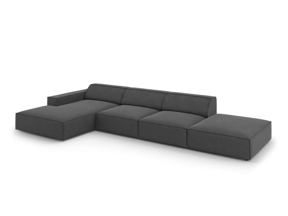 JODIE - Canapé d'angle 5 places en velours gris