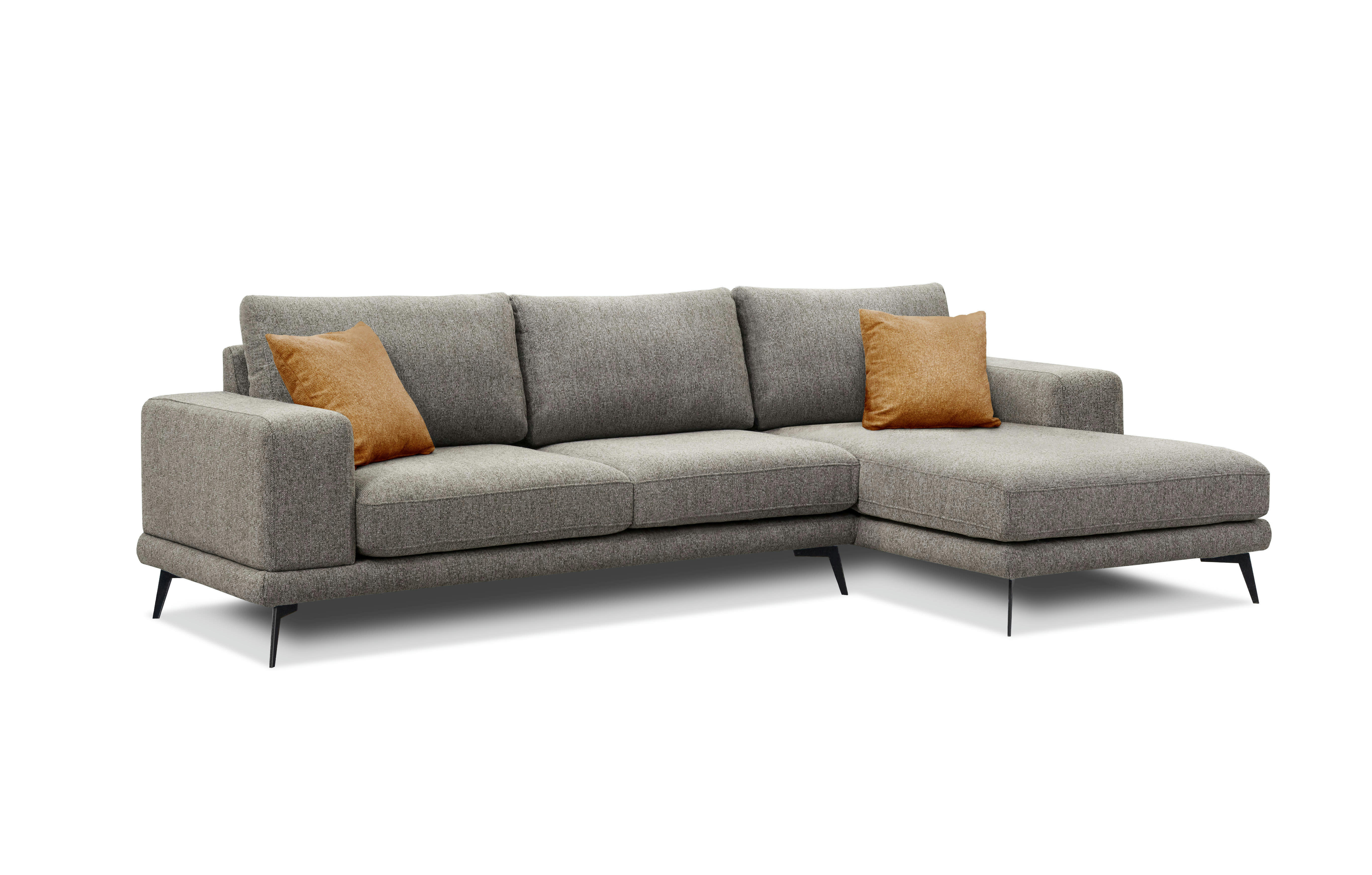 MEDIOLANE - Canapé d'angle droit 4 places tissu taupe