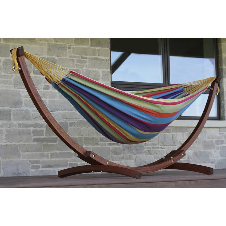Vivere Tropical Double Hammock with Wooden Stand