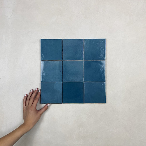 Carrelage mural Effet Zellige Bleu Canard CROGIOLO ZELLIGE 10x10 Petrolio - Les Carreaux de Jean