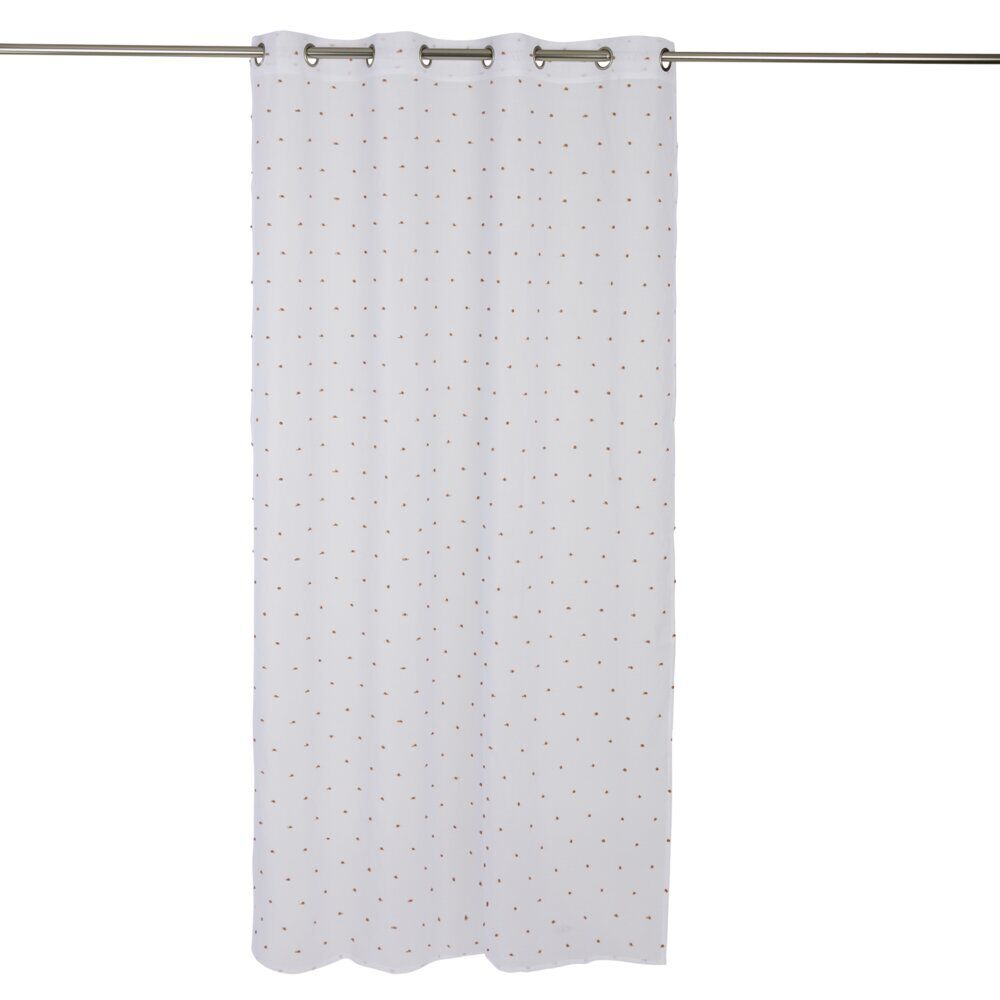Voilage polyester à pompon 140x240cm blanc et orange
