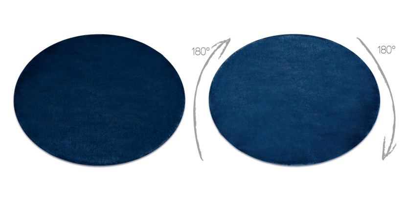 Dywan POSH Shaggy navy granat gruby, pluszowy, antypoślizgowy, koło 80 cm