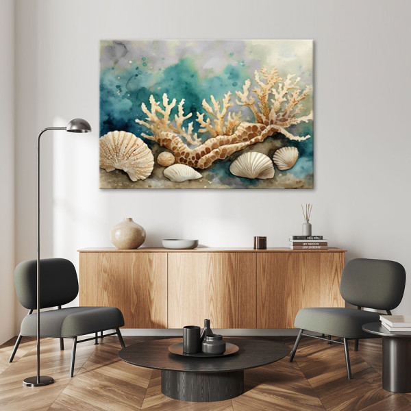 Feeby Obraz, muszle i rozgwiazdy morskie turkusowy 60x40