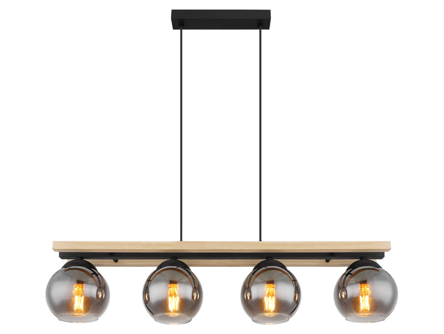 Lampa wisząca Conno 4-punktowa metalowo-szklanaczarna