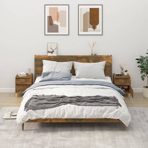 NNEVL Bedside Cabinets 2 pcs Smoked Oak 40x35x50 cm