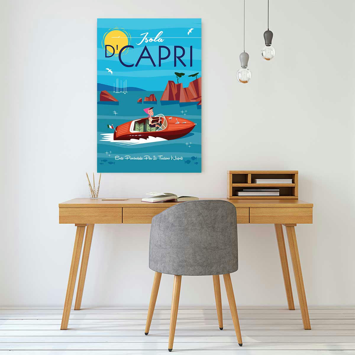- Tableau voyage à capri imprimé sur toile 60x90cm