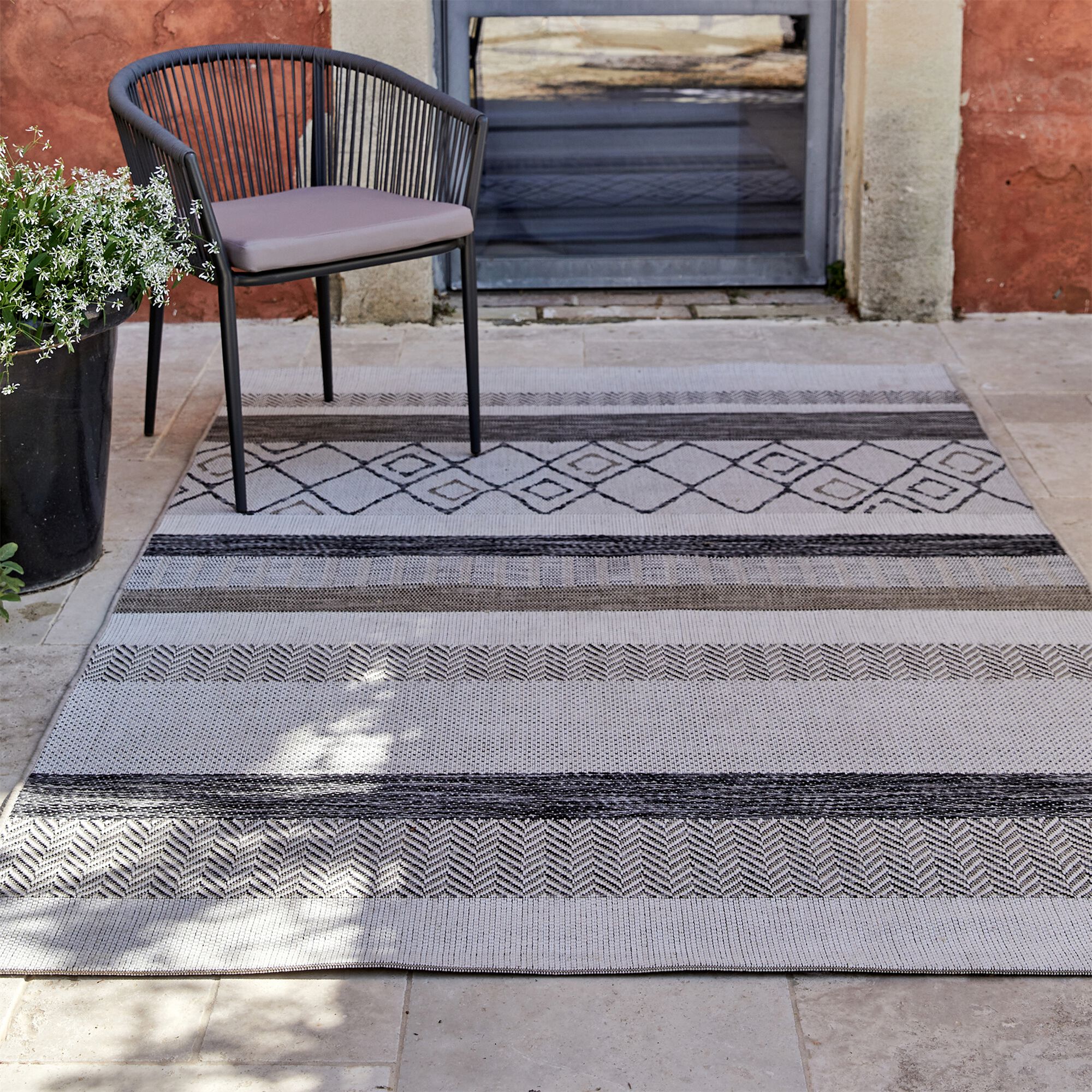 EUPHORIE - Tapis intérieur et extérieur à motifs - gris 120x170cm