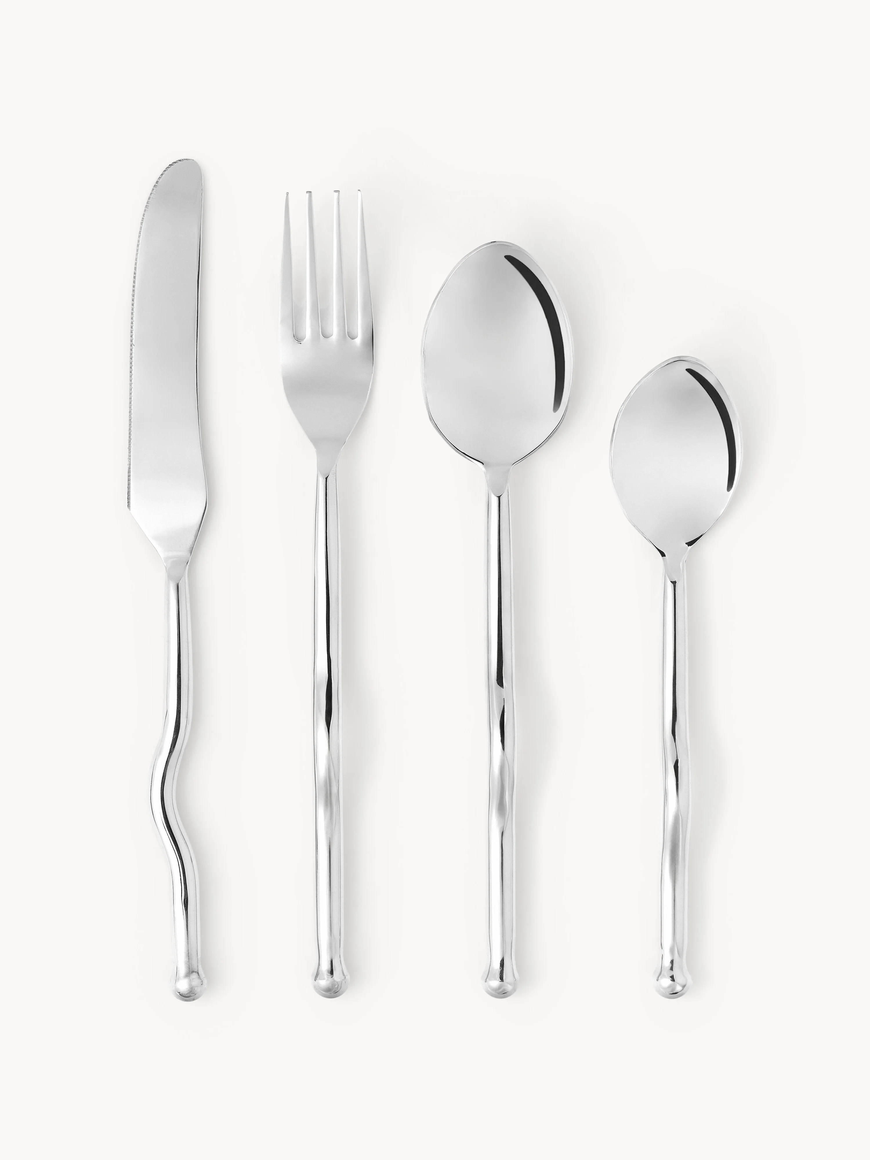 Edelstahl-Besteck-Set Juno, 1 Person, 4er-Set