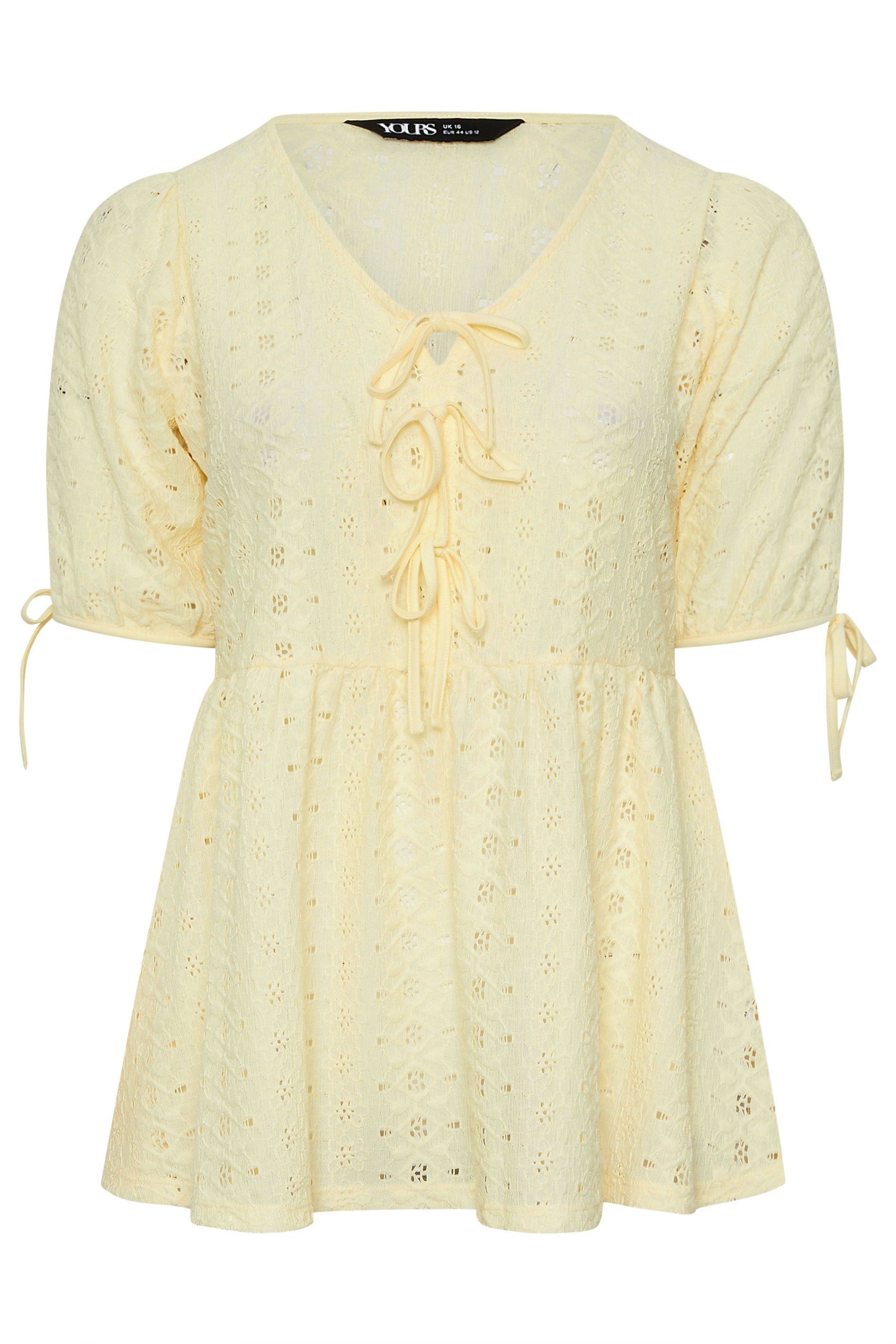 Yours Broderie Anglaise Bow Tie Front Top