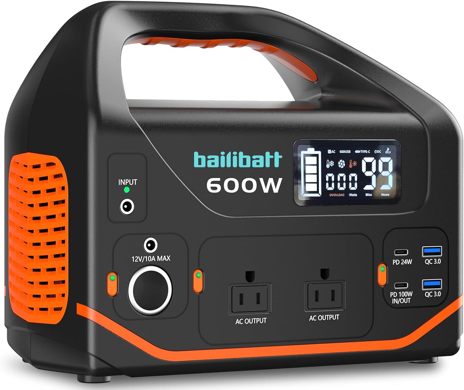 Portable Power Station 600W 293Wh Camping Lithium Battery  Portable Generator for Home Use Emergency Power Station Backup Travel Outdoor 100W PD & 120V Pure Sine Wave AC Outlet