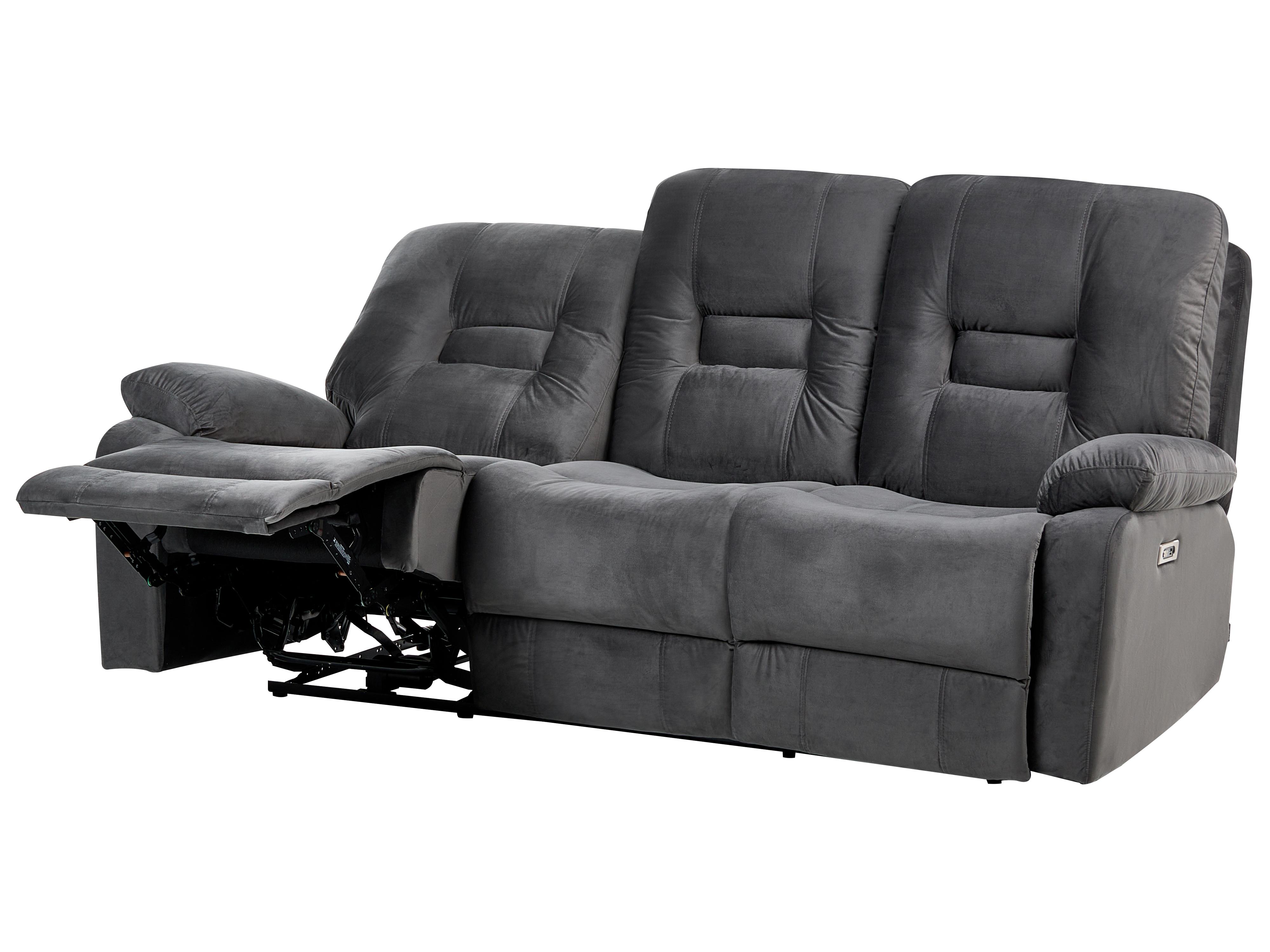 Electric Recliner Chair BERGEN Velvet Dark Grey