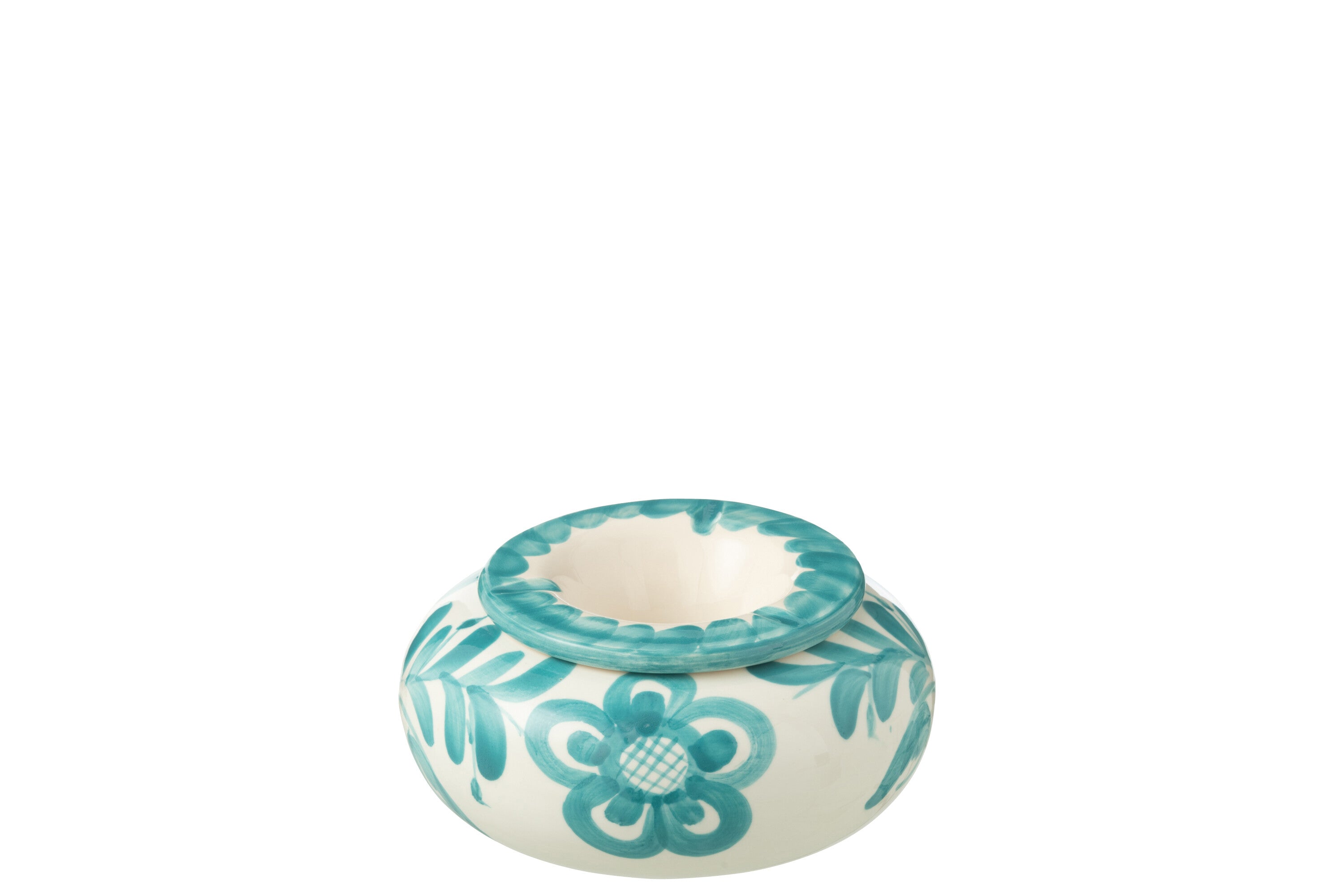J-Line asbak Granada - keramiek - wit/aqua - large