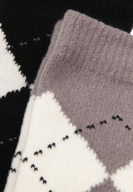 Mens 2pk Black Argyle Supersoft Ankle Socks