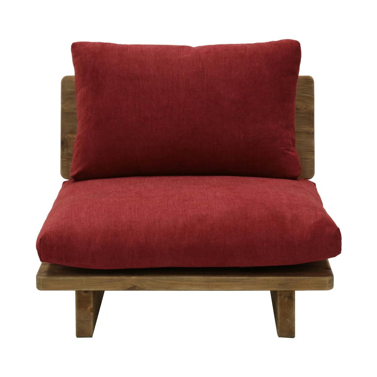 NEBRASKA - Fauteuil en pin recyclé et tissu rouge