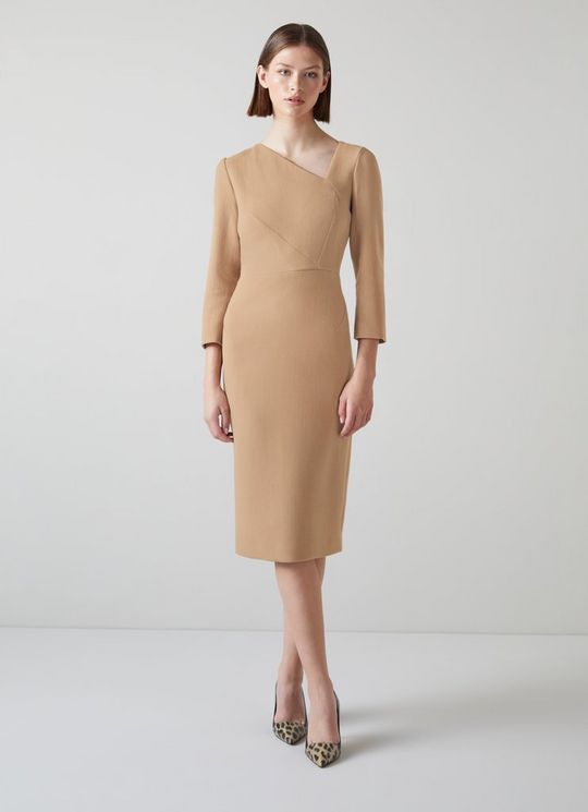 Alexis Caramel Wool Crepe Shift Dress