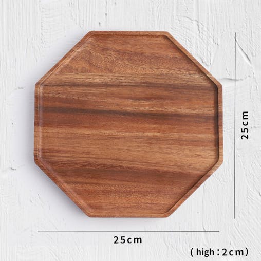 SOGA 2X 25cm Octagon Wooden Acacia Food Serving Tray Charcuterie Board CenterpieceHome Decor