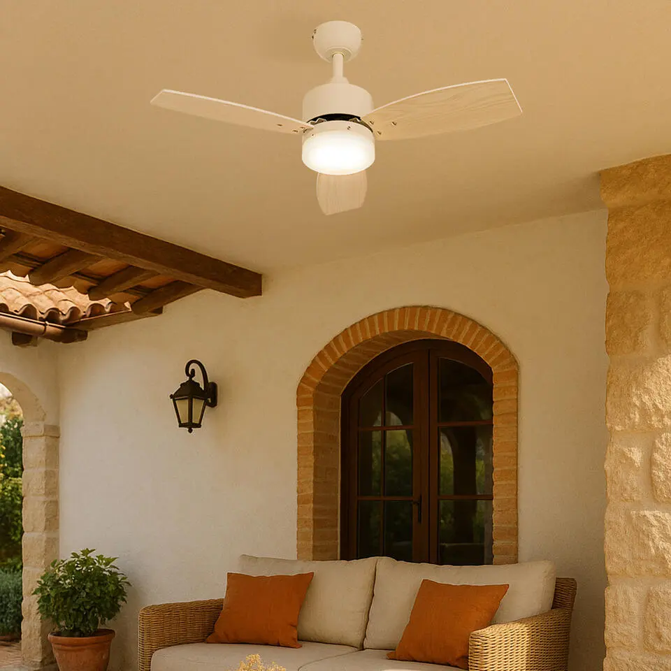 Qazqa plafondventilator toledo wit ge?ntegreerde led