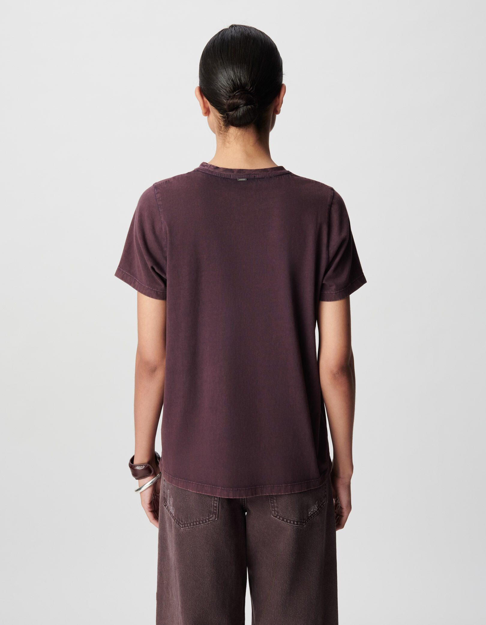 Tee-shirt col V magnum coton bio visuel palmiers Femme