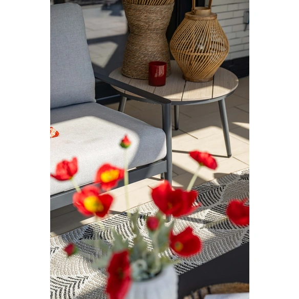Loungetisch »Magriet«, Ø 70 x H 45cm, Aluminium/Vironwood, carbon black/Light Teak Vironwood