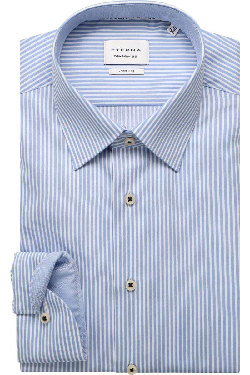 ETERNA Dynamic Cotton Modern Fit Hemd mittelblau, Gestreift