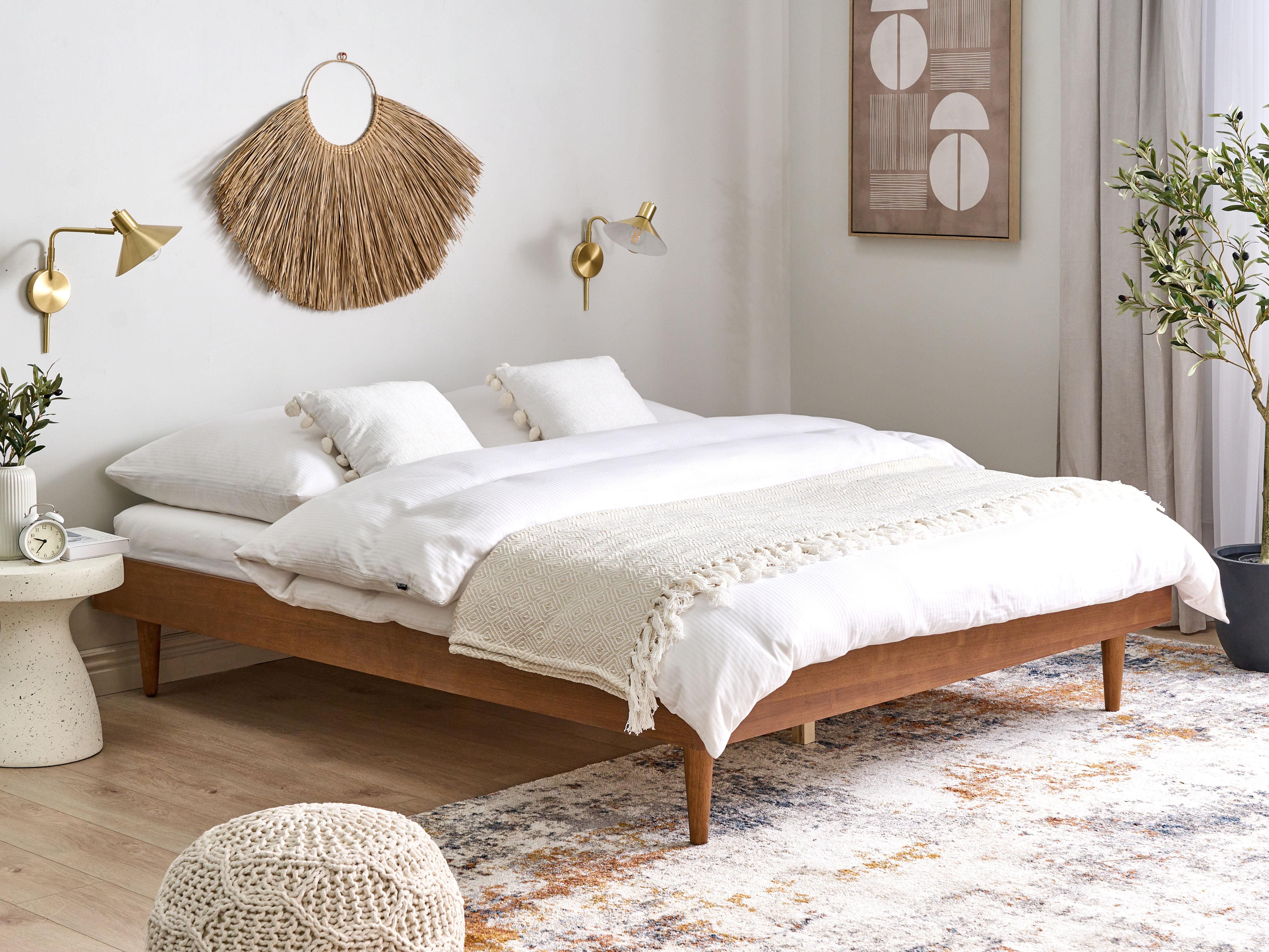 Bed TOUCY 180 x 200 cm (EU Super King) Brown Ash Wood