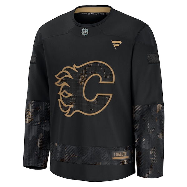 Calgary Flames  2024 Military Appreciation Personalized Long Sleeve Practice Jersey - Black