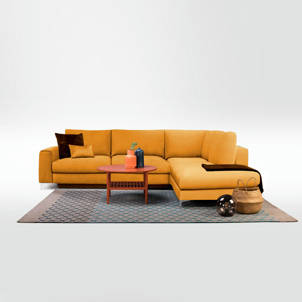 FIESOLE - Canapé 4 places velours angle droit jaune