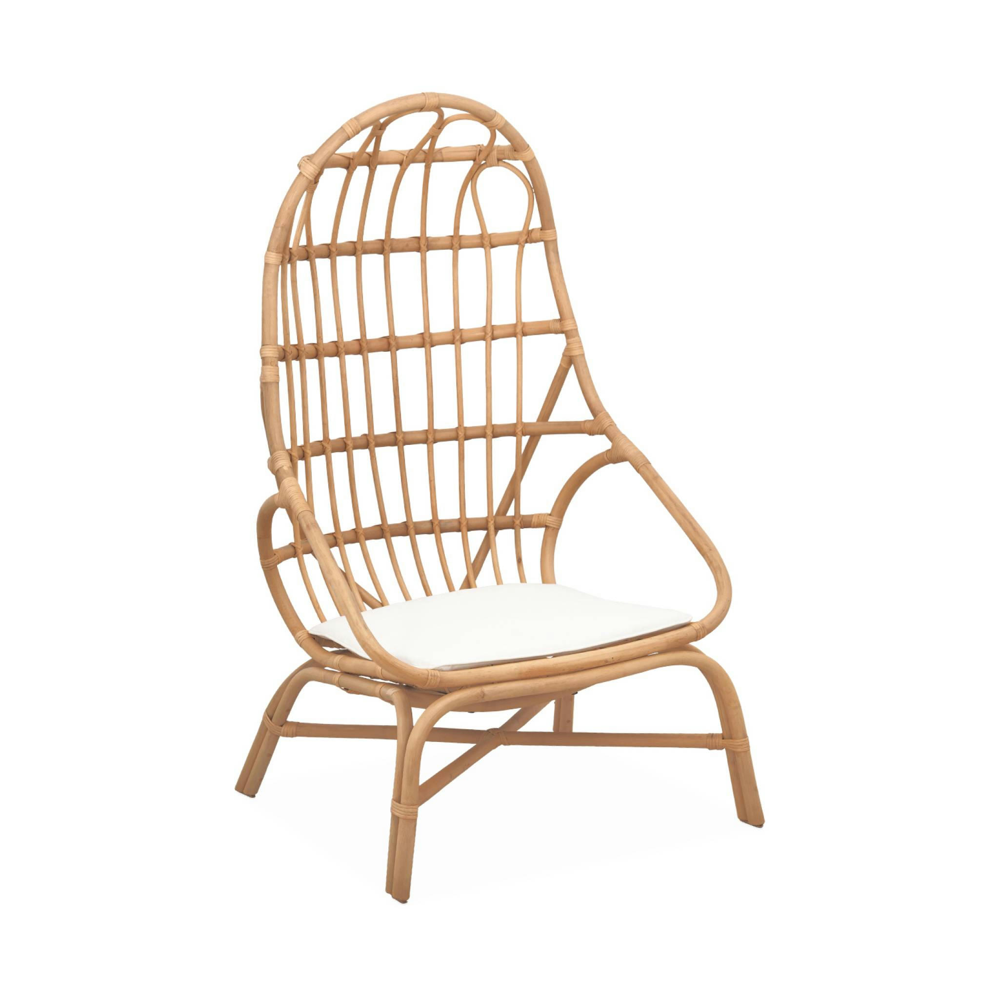 PADANG - Fauteuil œuf en rotin avec coussin d'assise
