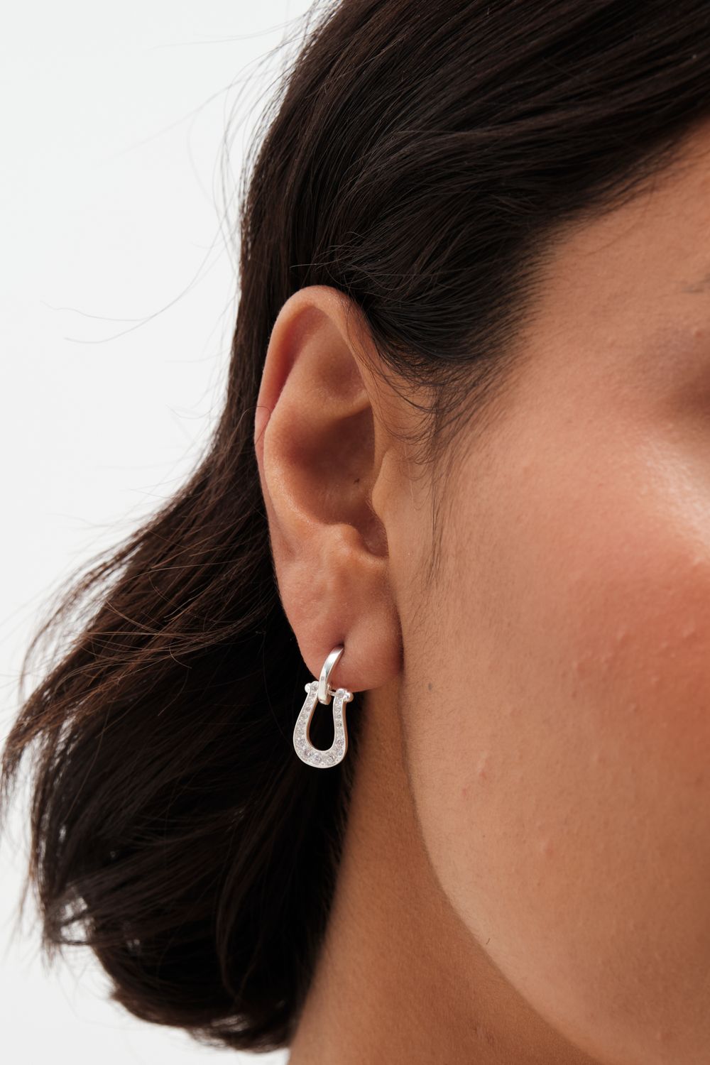 Simply Silver Simply Silver Sterling Silver 925 Cubic Zirconia Horseshoe Earrings