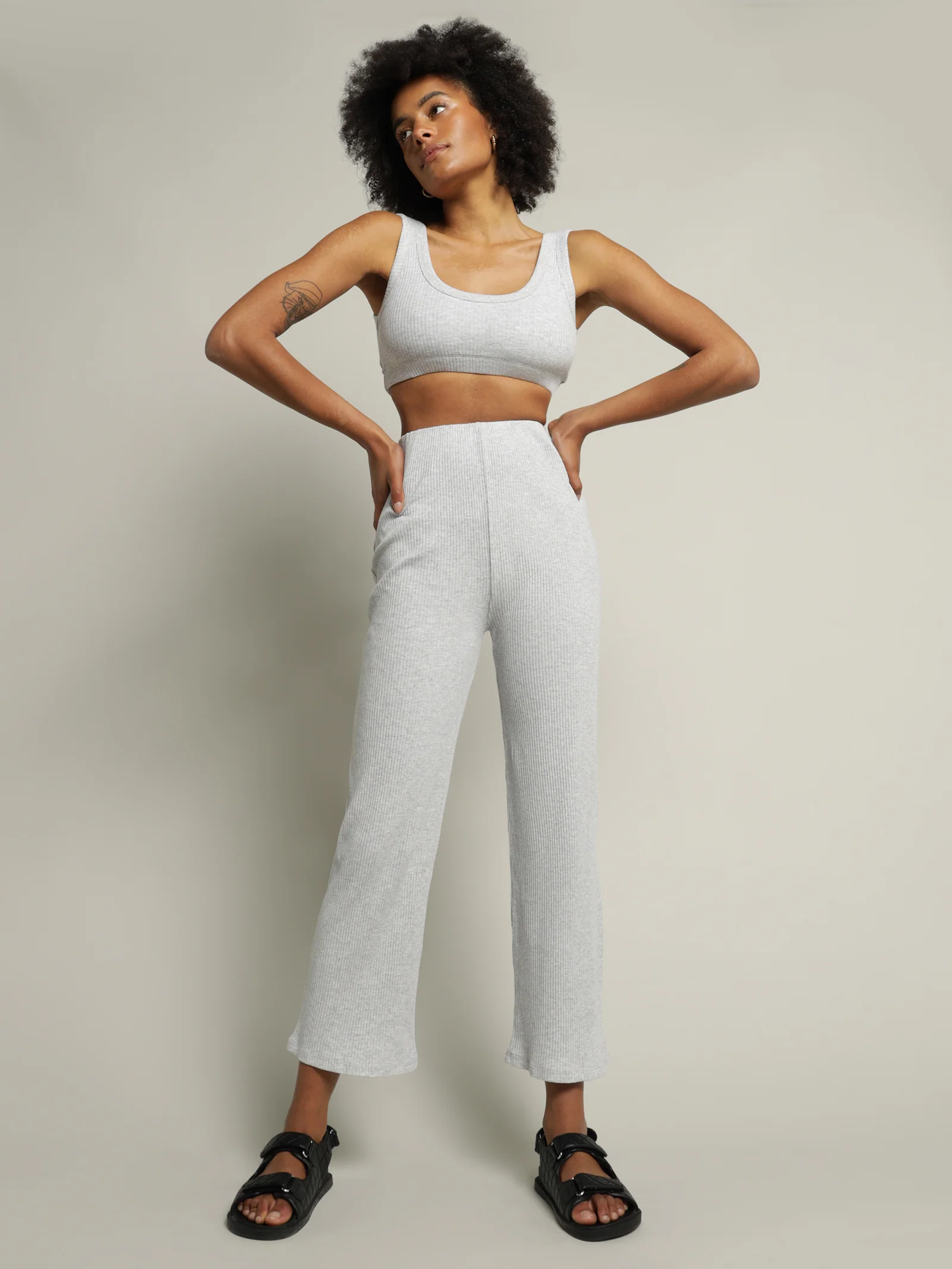 Ribbed Lounge Culotte Pants