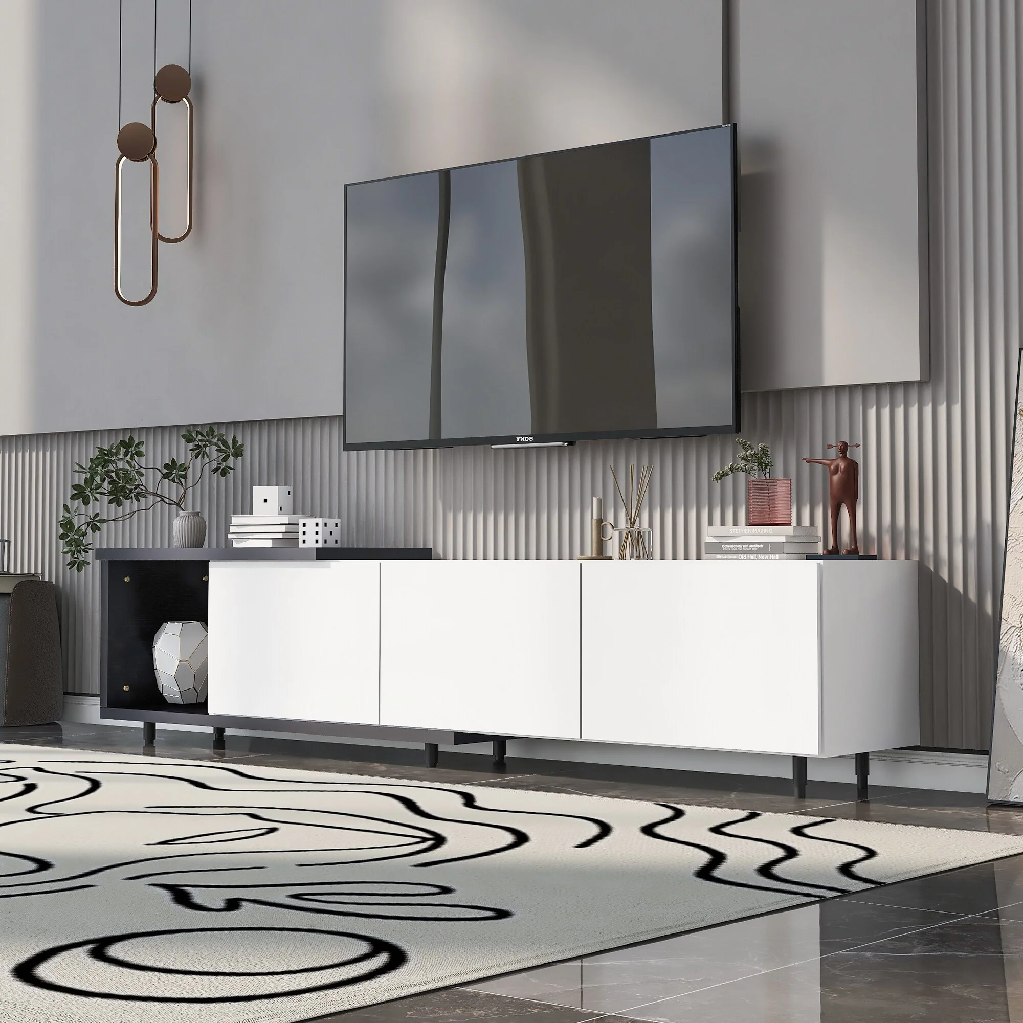 70-100 Inch Extendable Modern TV Stand ,Stylish Entertainment Center with Three Drawers