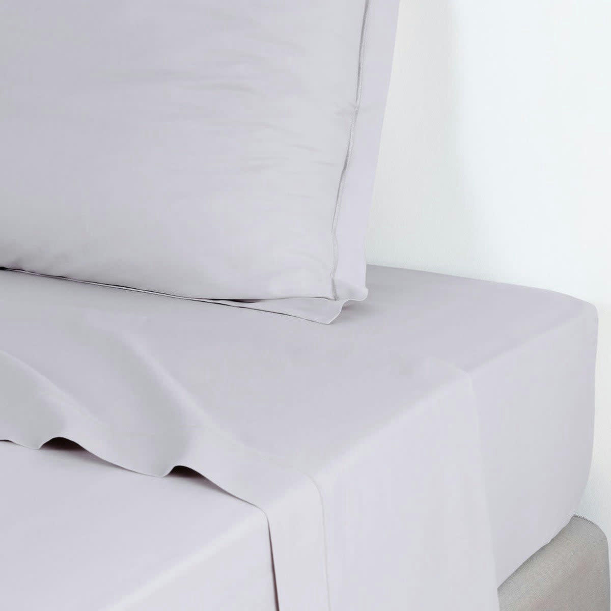 JULIA - Drap plat satin de coton  240x300 gris perle