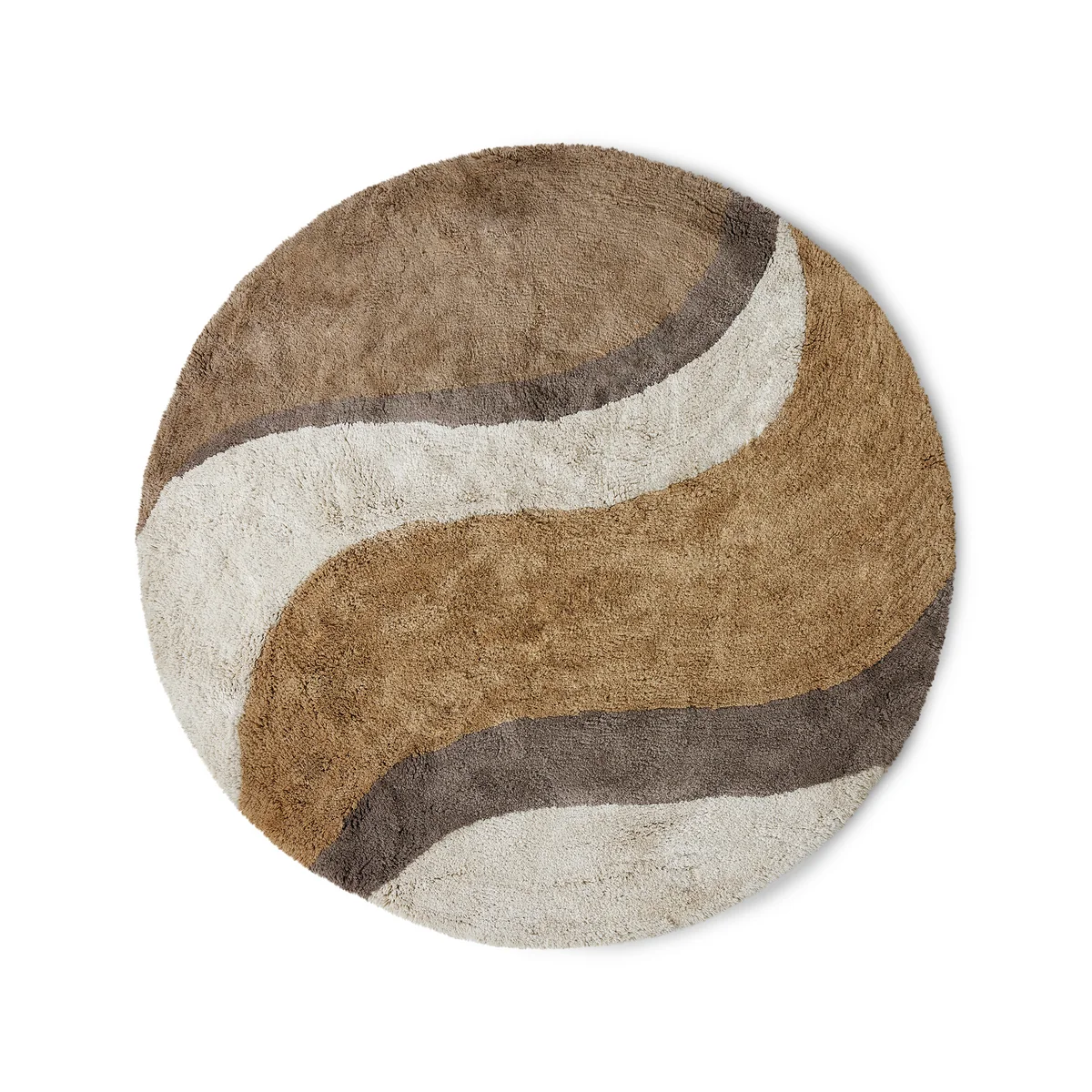 HKliving - Natural Waves Badematte, Ø 120 cm, braun