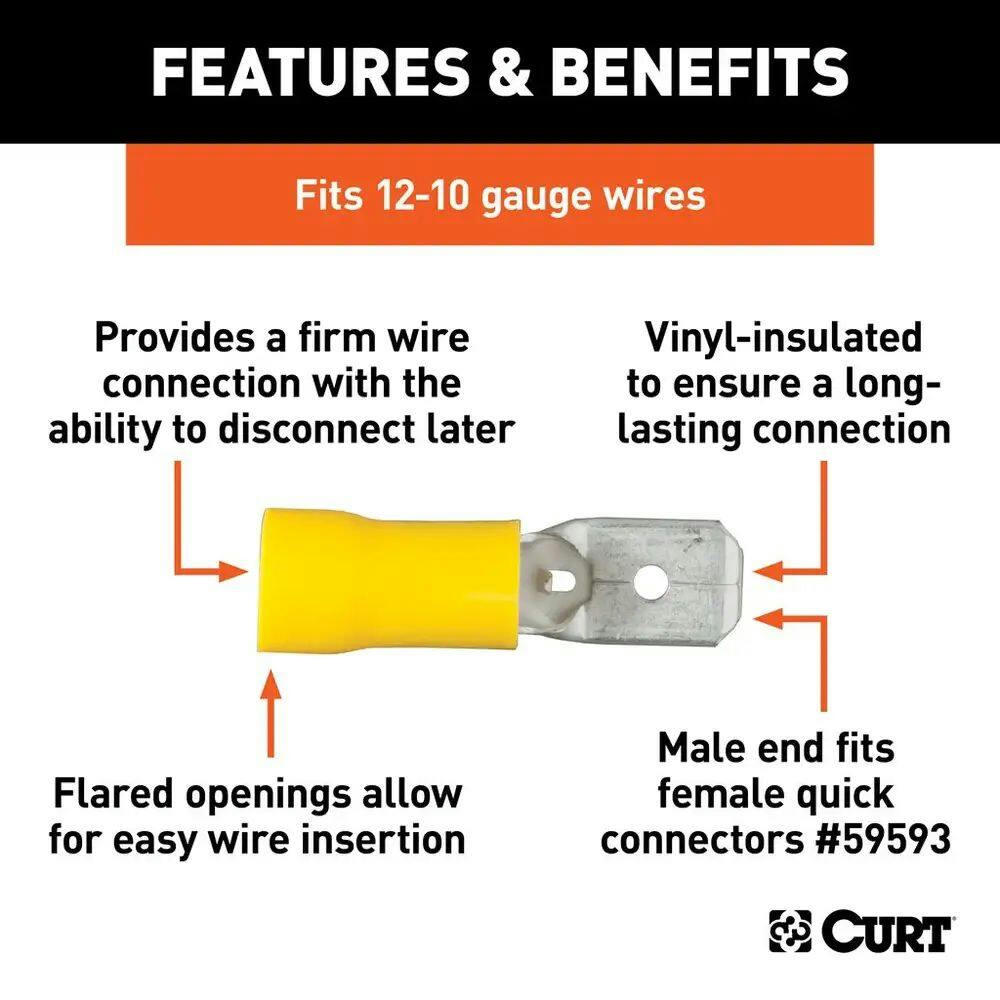 CURT Male Quick Connectors (12-10 Wire Gauge, 100-pk)
