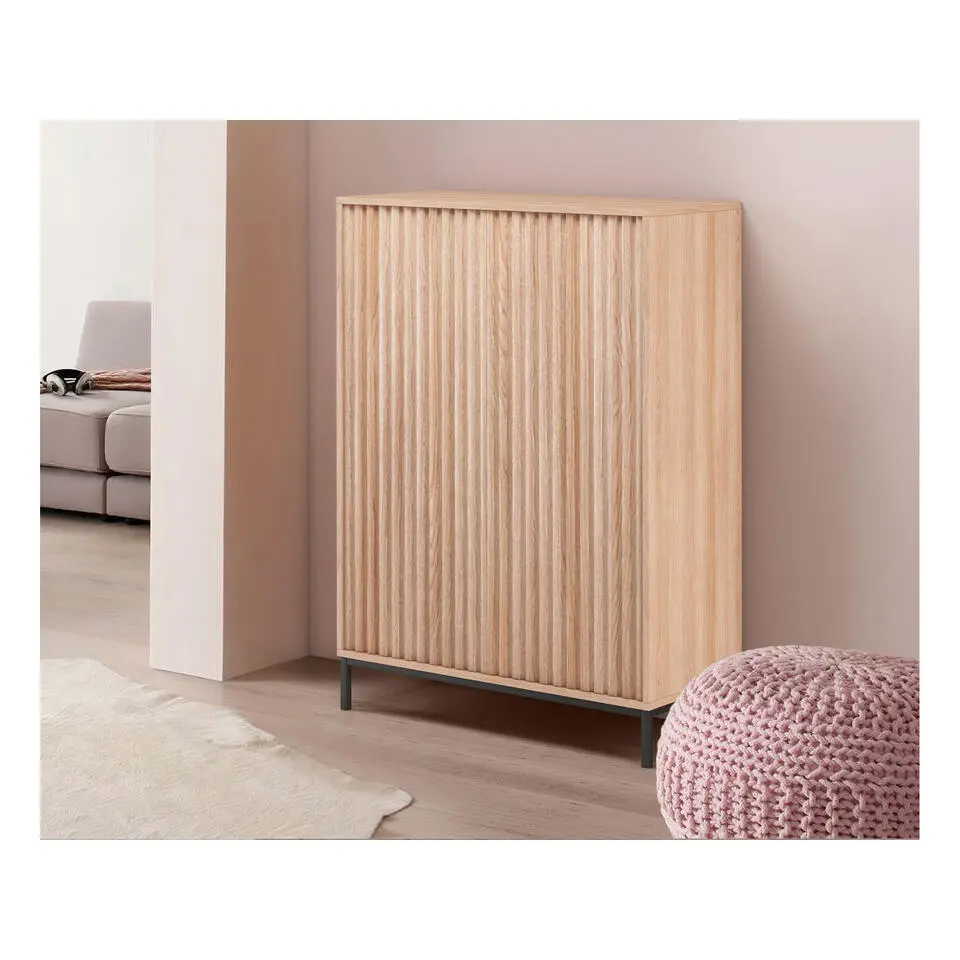 Celine - Hoge kast met 2 deuren in natuurlijke spaanplaat