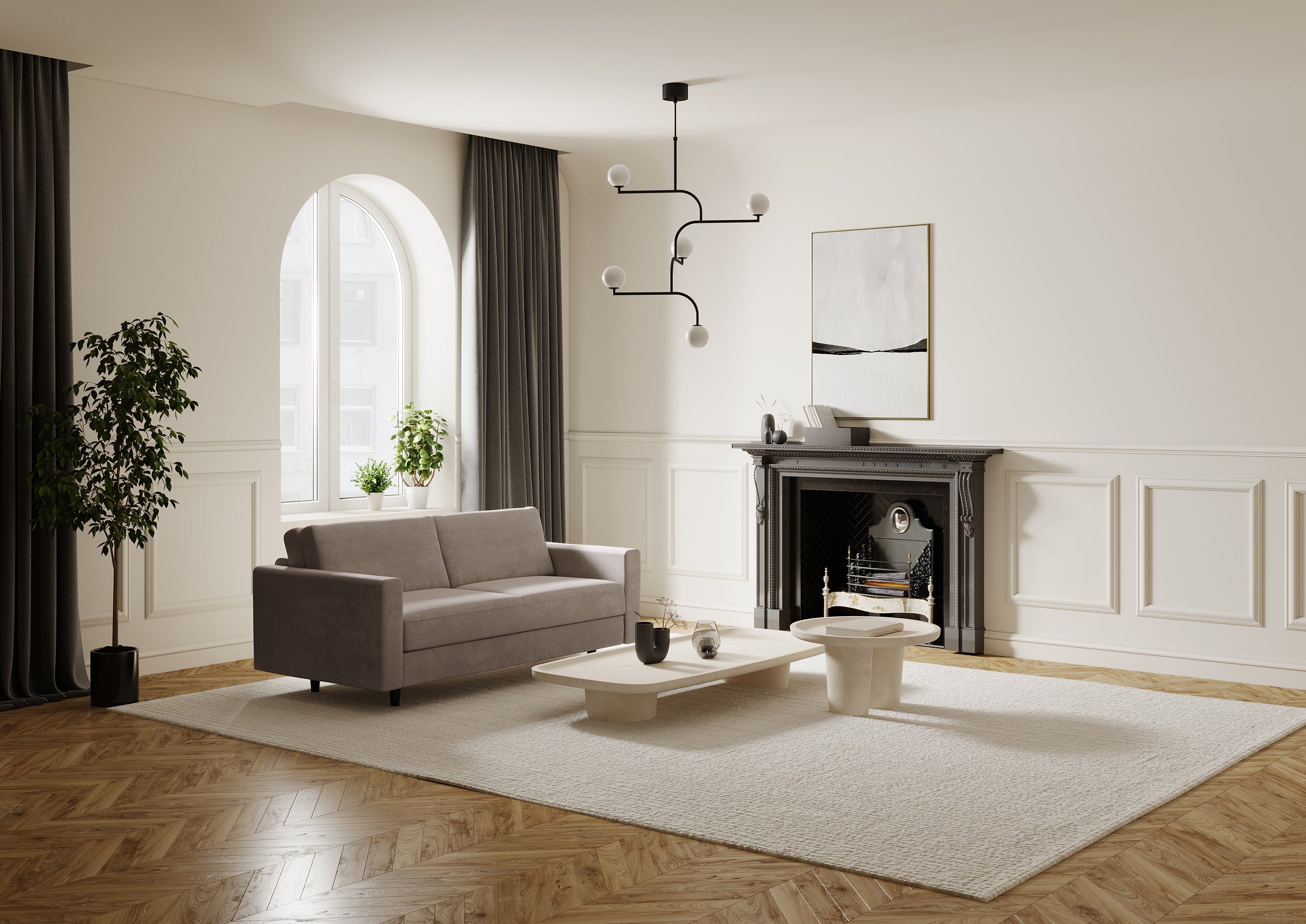 Rechte bank Hailie Jade 3 personen Fluweel Taupe beige