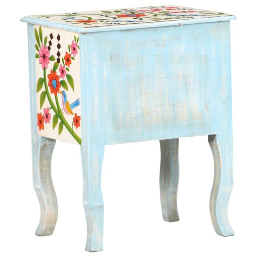 NNEVL Hand Painted Bedside Cabinet 40x30x50 cm Solid Mango Wood