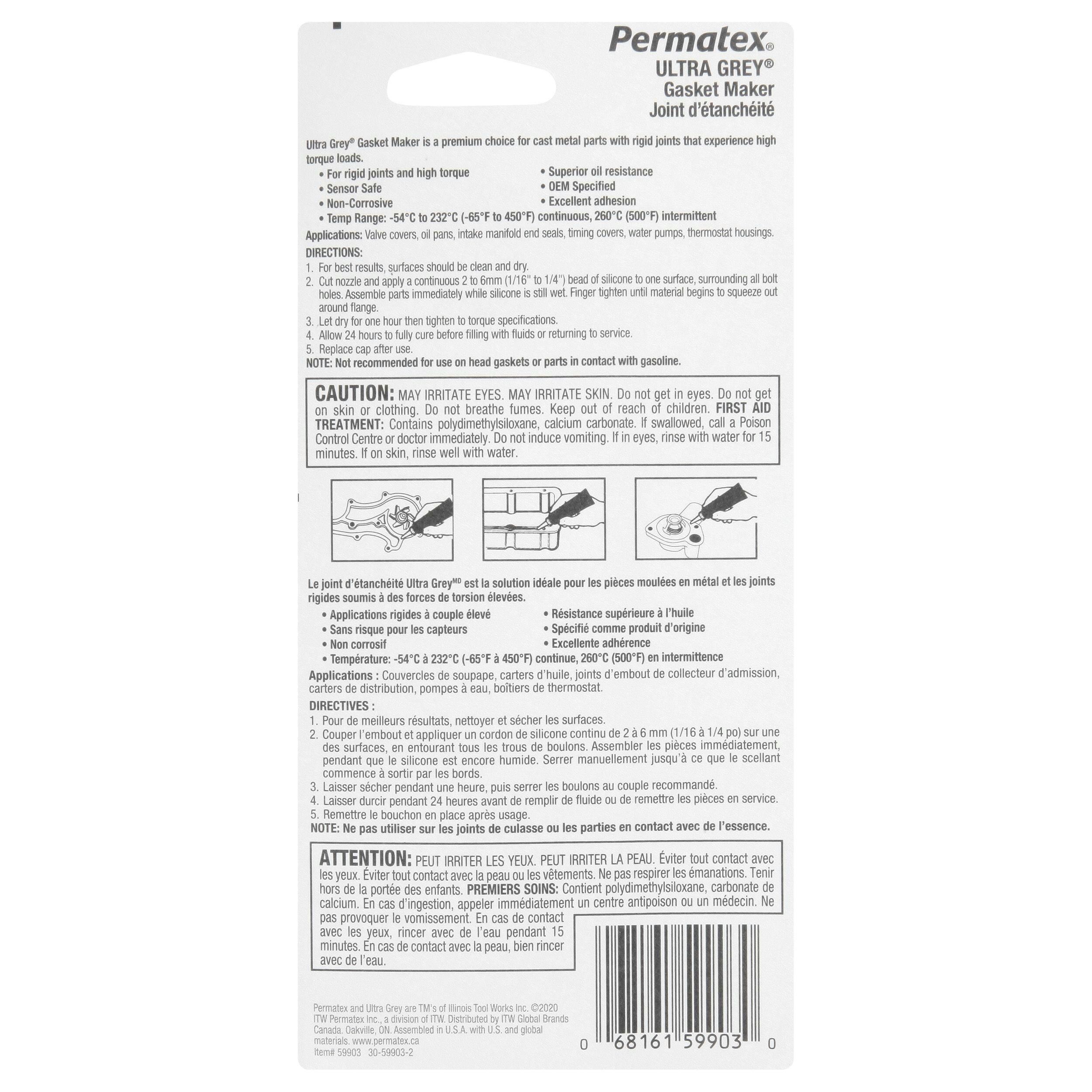 Permatex® 59903 Ultra Grey Gasket Maker 599BR, 80-mL
