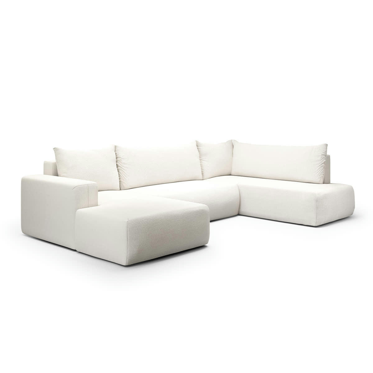 - Canapé panoramique 5 places convertible coffre blanc