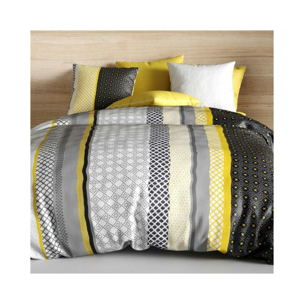 LUMI - Parure de couette 100% coton 57 fils imprimée 240x220 2 taies